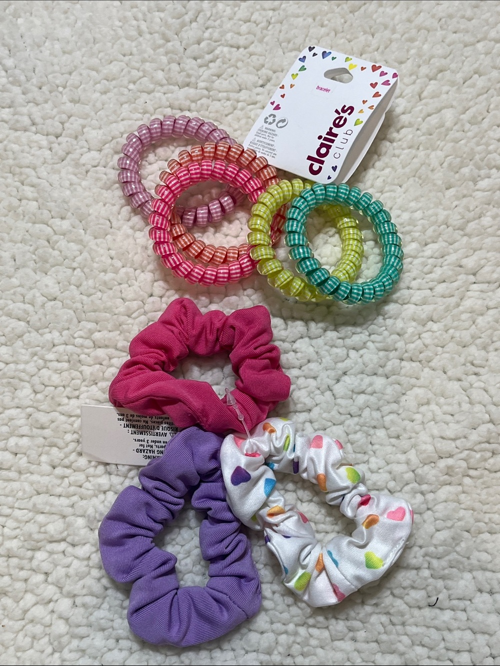 Claire’s Hair Accessory Bundle NWT | 5 Spiral Hair Coils + 3 Scrunchies | 8-Pcs
